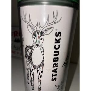 Starbucks Travel Tumbler Deer Reindeer Geometric Trees Christmas Holiday 2017